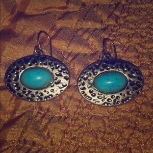 Boho silver turquoise earrings 🦋